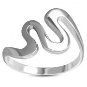 Plain Silver Wavy Style Womens Ring, rp274